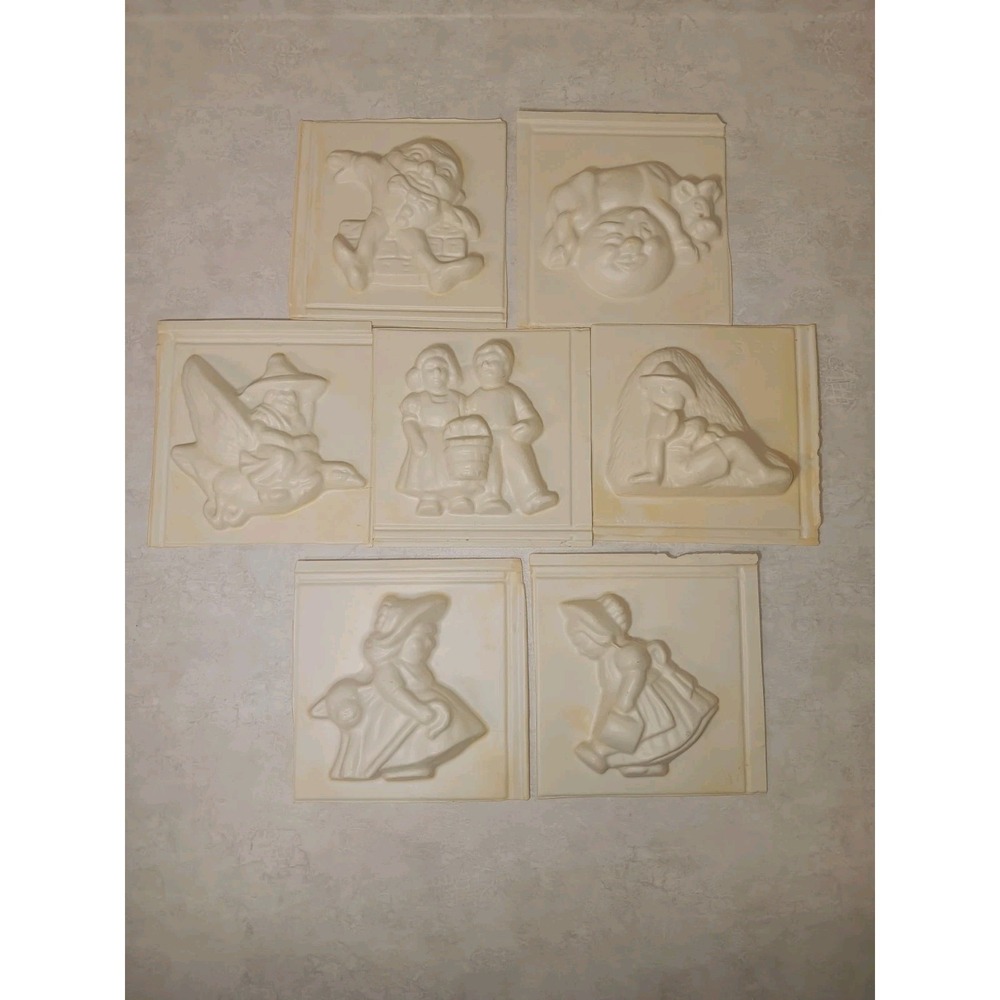 Vtg Nursey Rhyme Wilton Plastic Chocolate Molds (7) Dumpty Goose Cow Moon Lamb